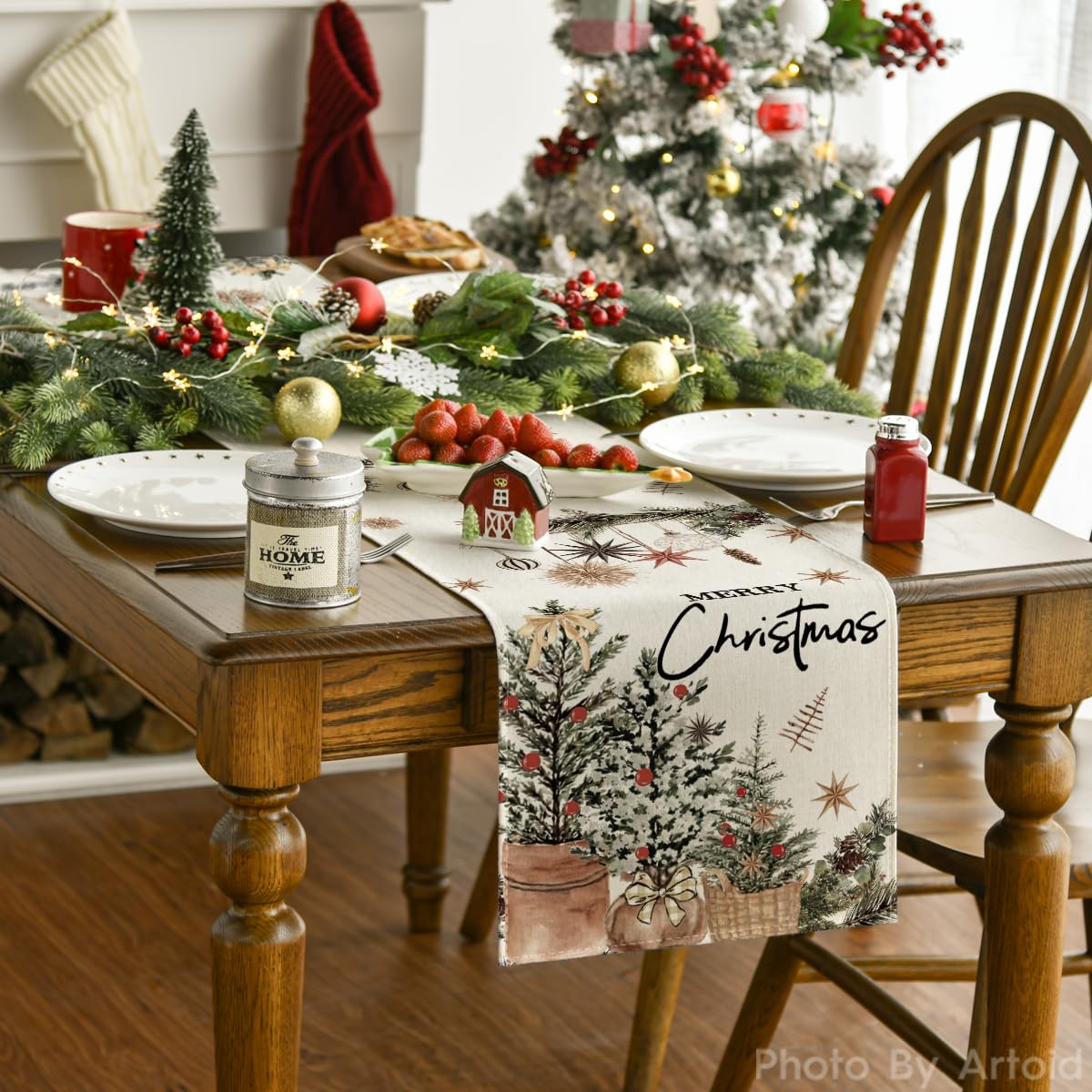 Merry & Bright: Beige Christmas Table Runner – Festive 13"x72" Decor