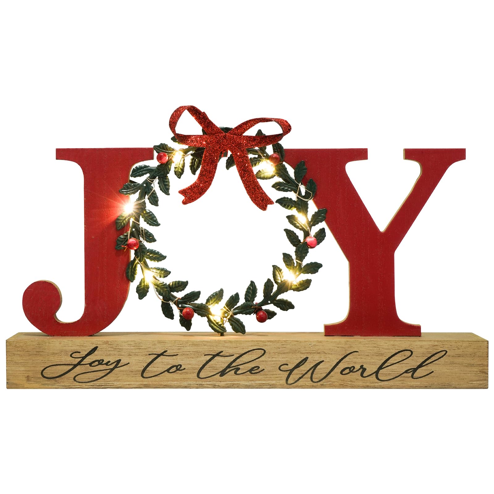 Merry & Bright – LED “JOY” Wooden Christmas Sign