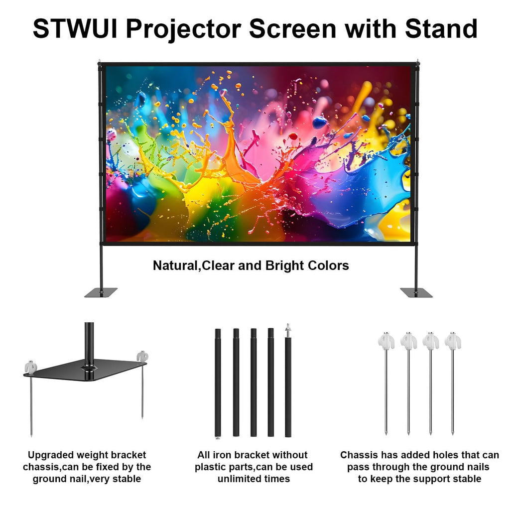 Merry & Bright Outdoor-Projector-Screen-with-Stand