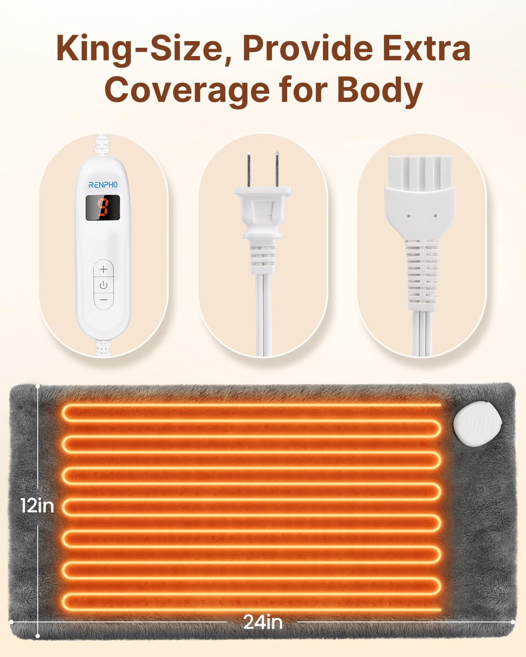 Merry & Bright X-Large Fast Heating Pad – 10-Setting Neck & Back Relief