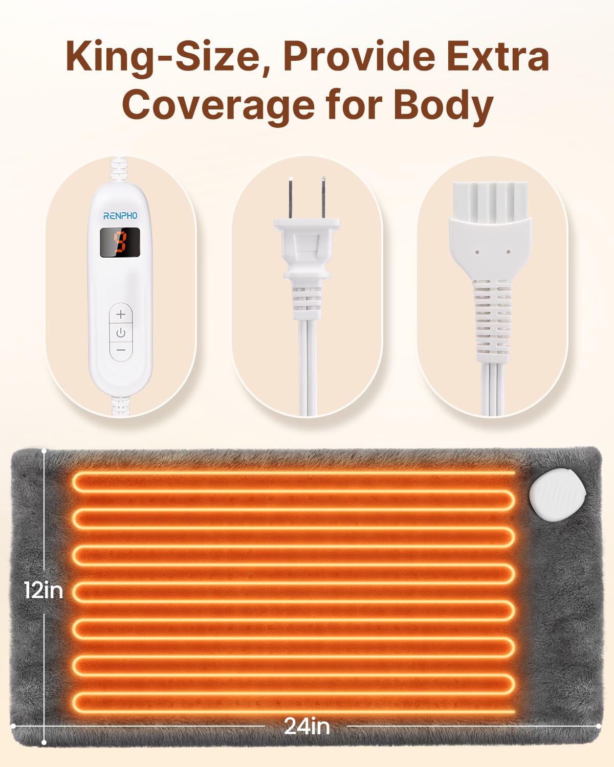 Merry & Bright X-Large Fast Heating Pad – 10-Setting Neck & Back Relief