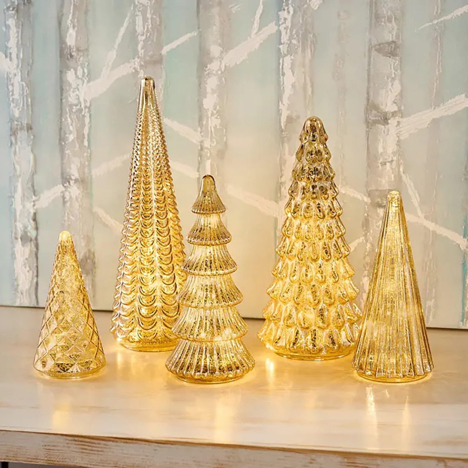 Merry & Bright: Light-Up Acrylic Christmas Tree Set (5 Pieces, 3.5”–14”)