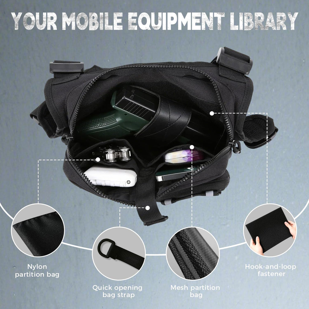 Merry & Bright Outdoor Sports Chest Bag for Men, Chest Vest Holster Fits Most Pistols, Adjustable EDC Travel Chest Pack for Running, Hiking, Workouts (Black)