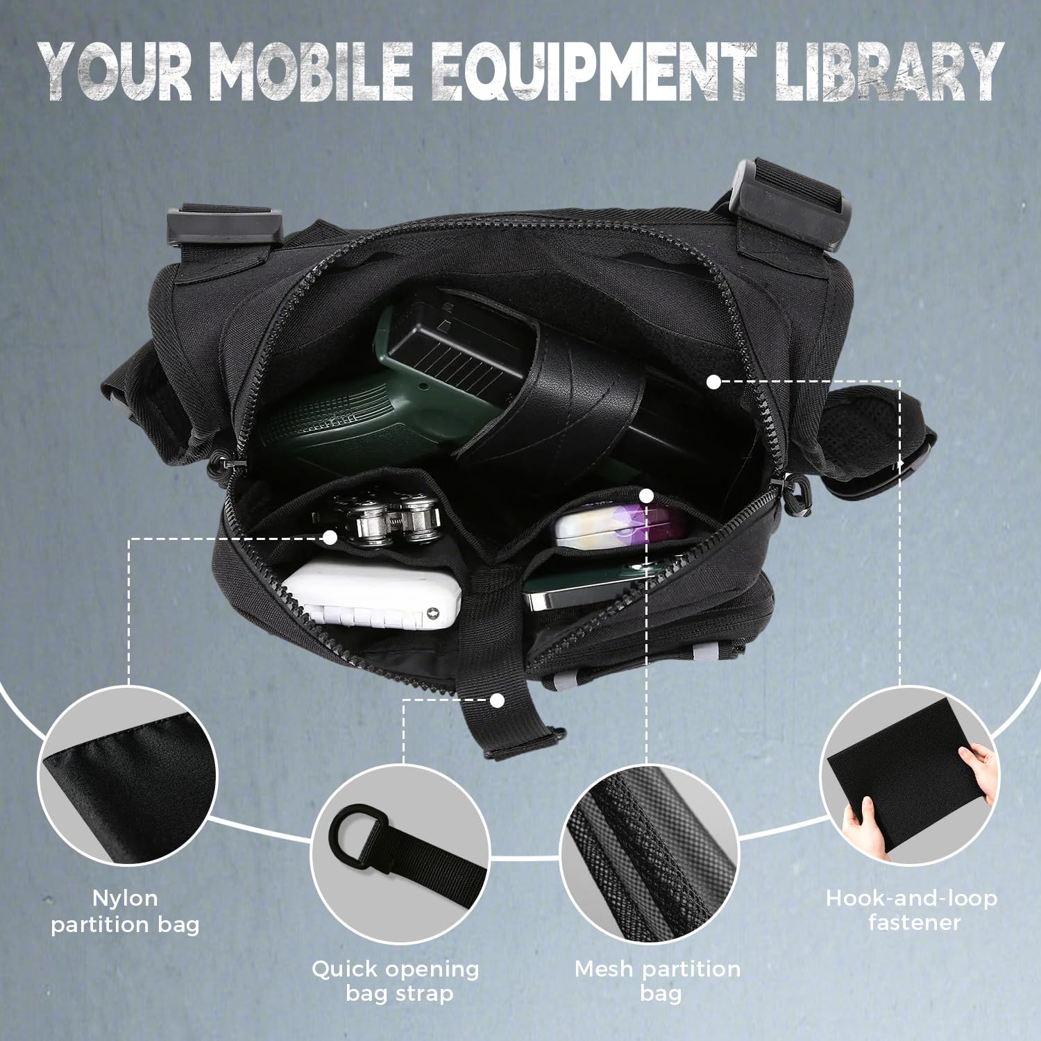 Merry & Bright Outdoor Sports Chest Bag for Men, Chest Vest Holster Fits Most Pistols, Adjustable EDC Travel Chest Pack for Running, Hiking, Workouts (Black)