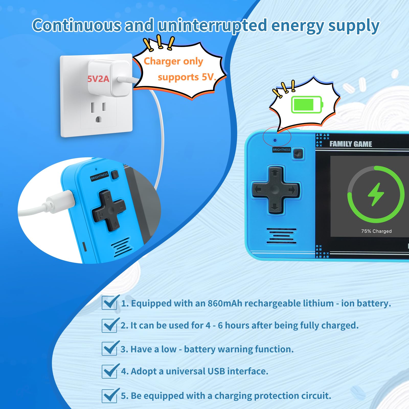 Merry and Bright Kids Handheld Retro Game Console with 220 Classic Games