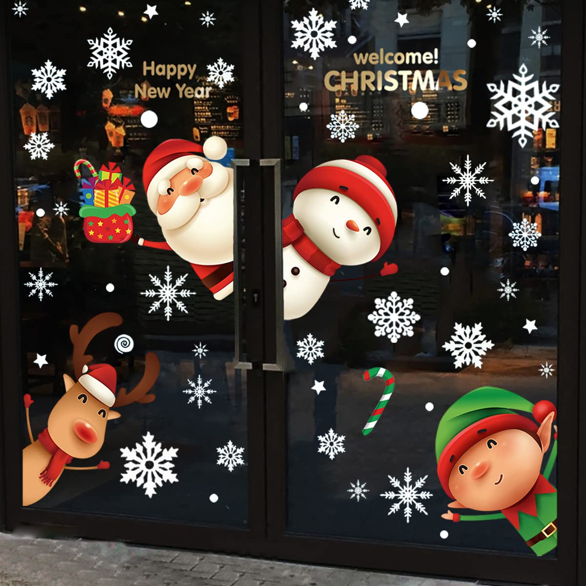 Merry & Bright  Christmas Window Clings – 82PCS