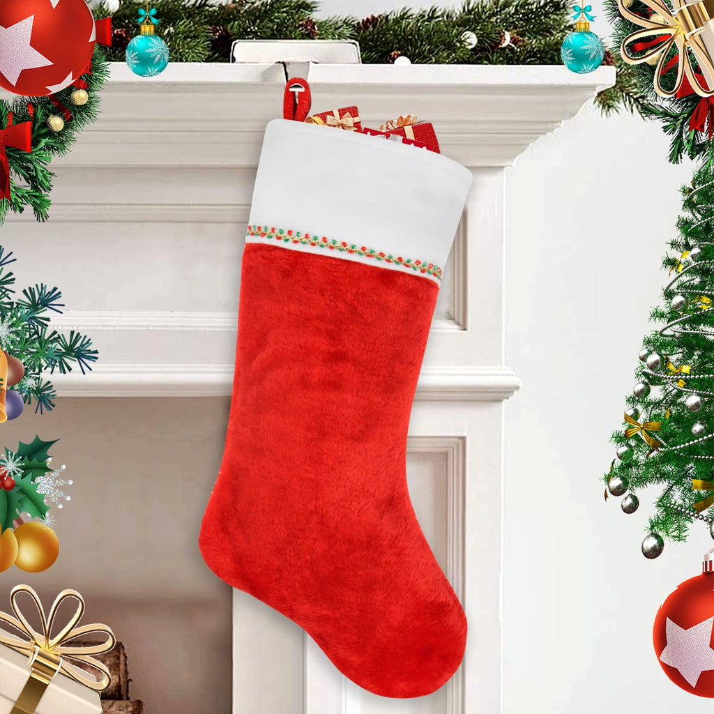 Merry & Bright  17" Plush Christmas Stocking