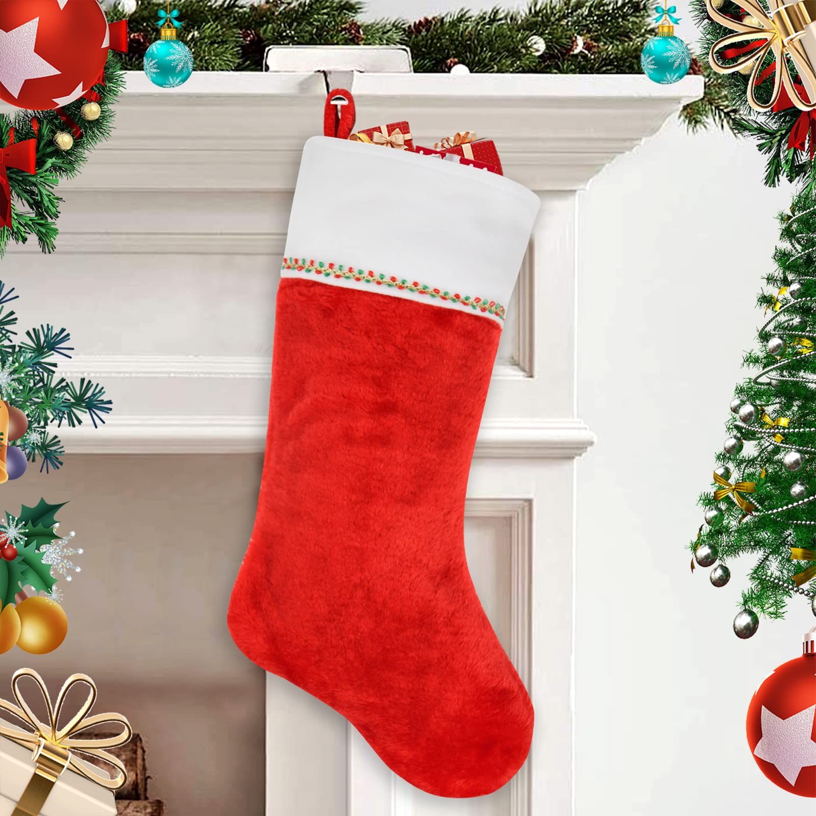 Merry & Bright  17" Plush Christmas Stocking