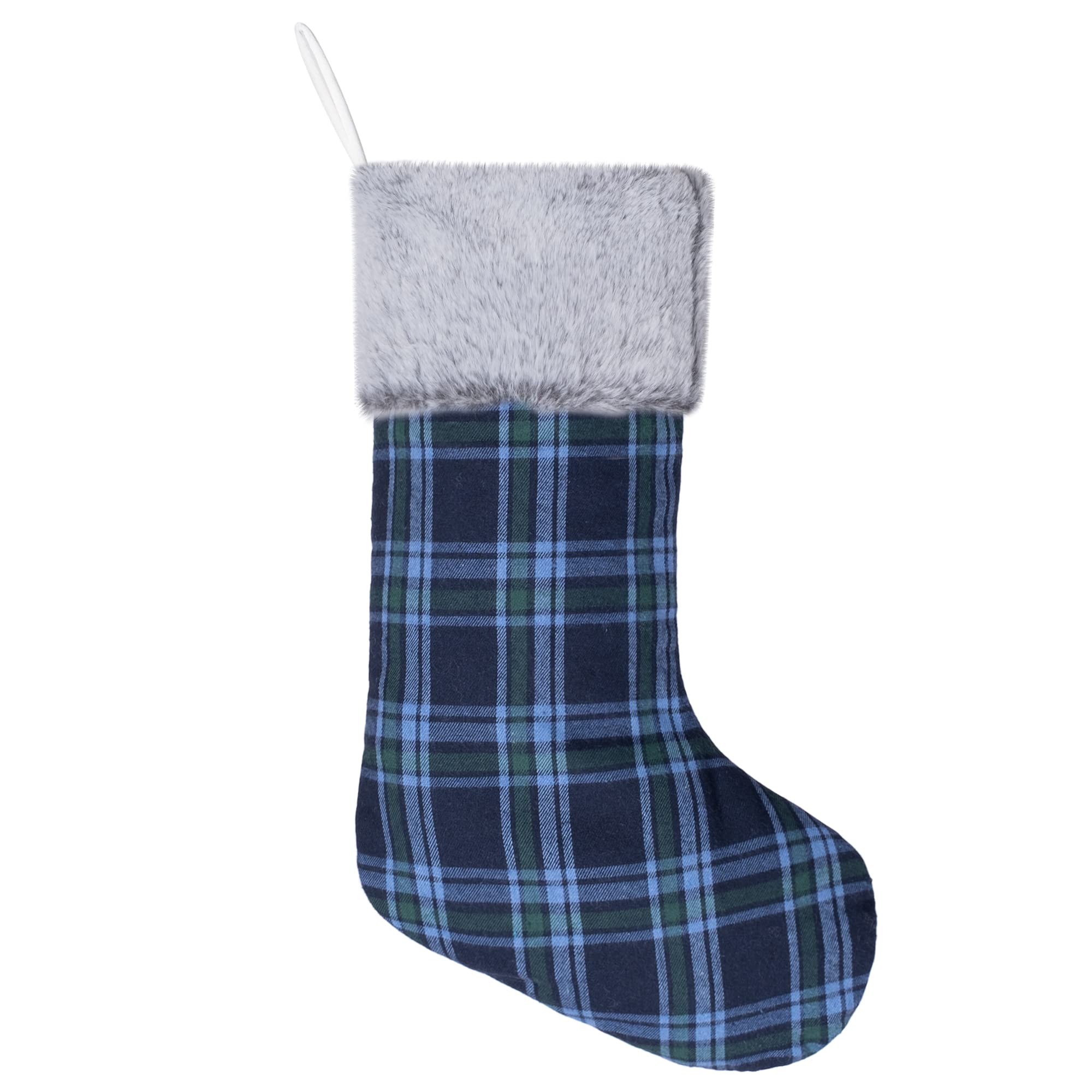 Merry & Bright Blue Plaid Christmas Stockings Set of 5 – Soft, Large Holiday Stockings for Fireplace, Tree & Home Décor