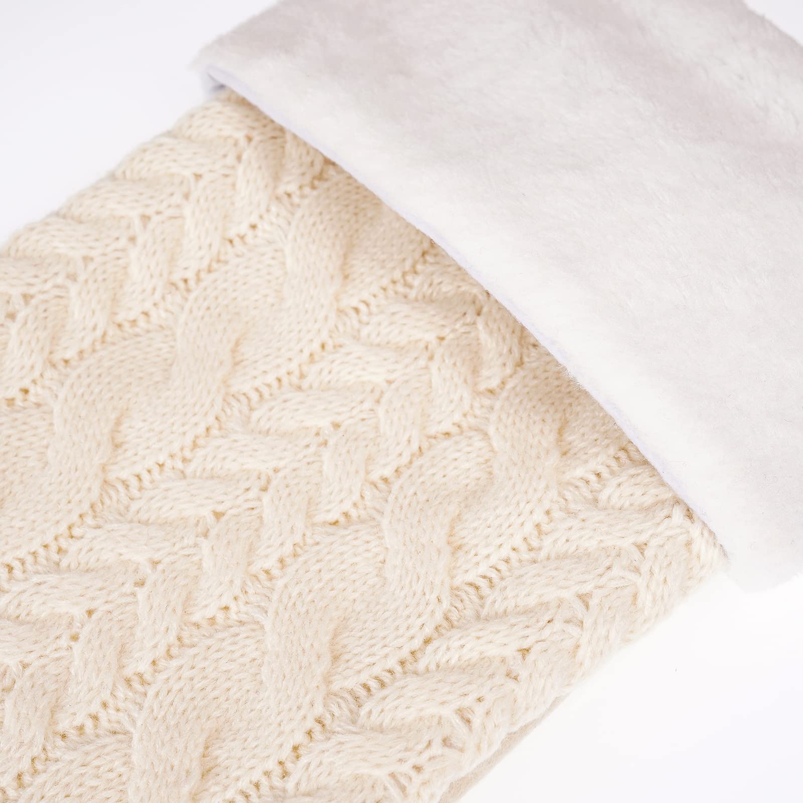 Merry & Bright  White Knit Christmas Stocking – Large Holiday Decor
