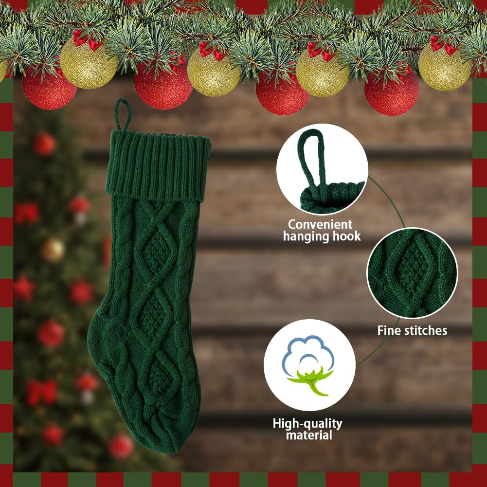 Merry & Bright Green Christmas Stocking – Knitted Holiday Sock