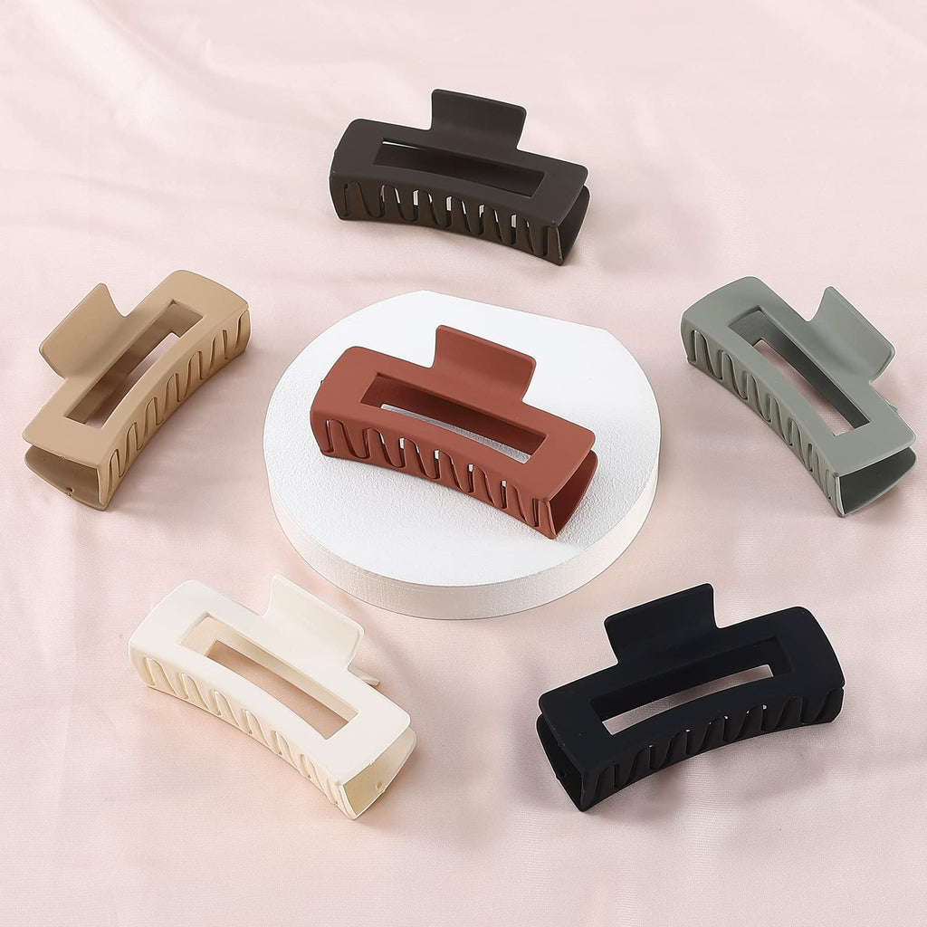 Merry & Bright 6-Pack Hair Claw Clips – Extra Large, Brown & Mixed Colors