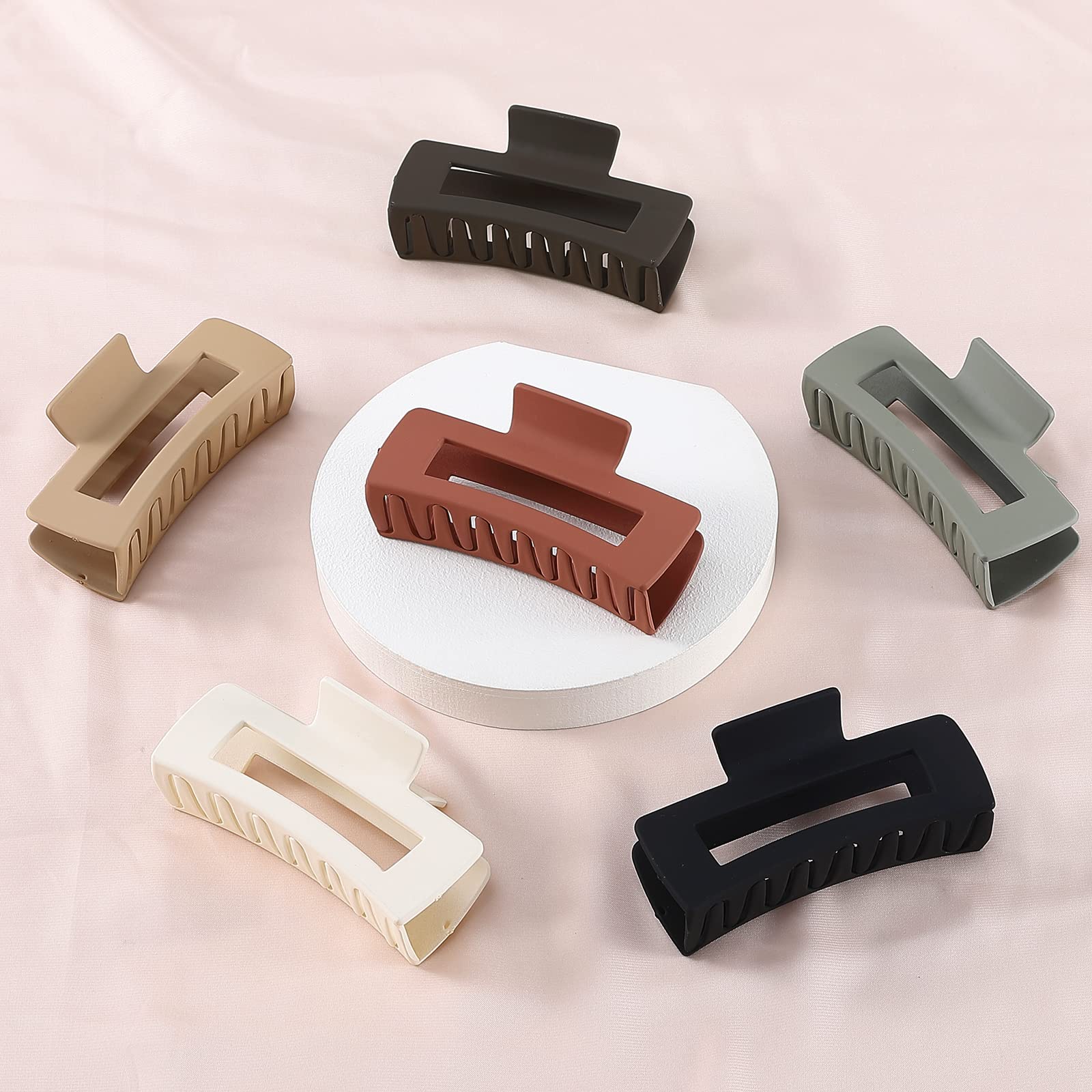Merry & Bright 6-Pack Hair Claw Clips – Extra Large, Brown & Mixed Colors