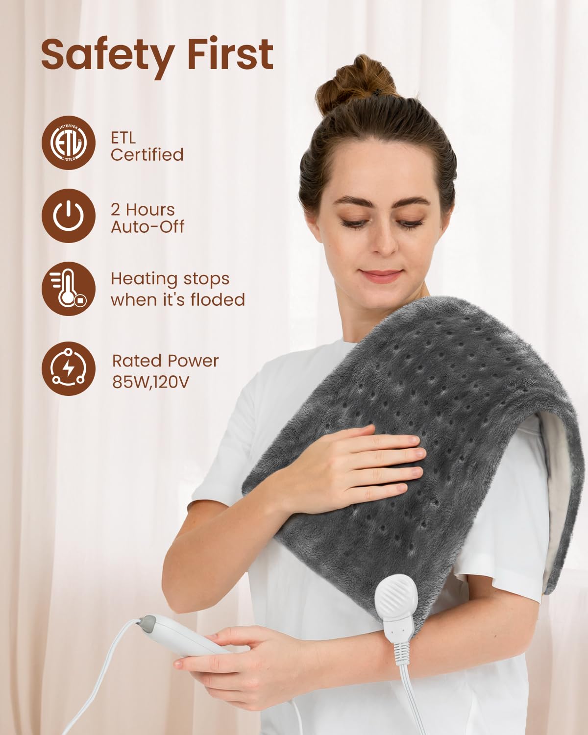 Merry & Bright X-Large Fast Heating Pad – 10-Setting Neck & Back Relief