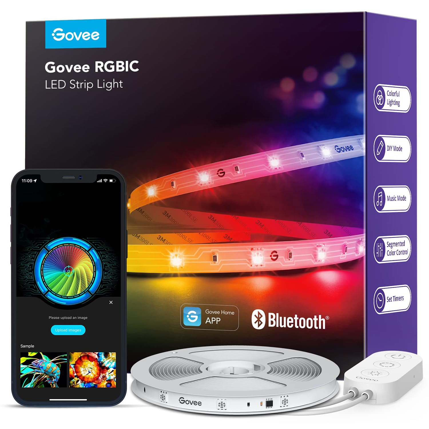 Merry & Bright Govee Smart LED Strip Lights – White, App Controlled