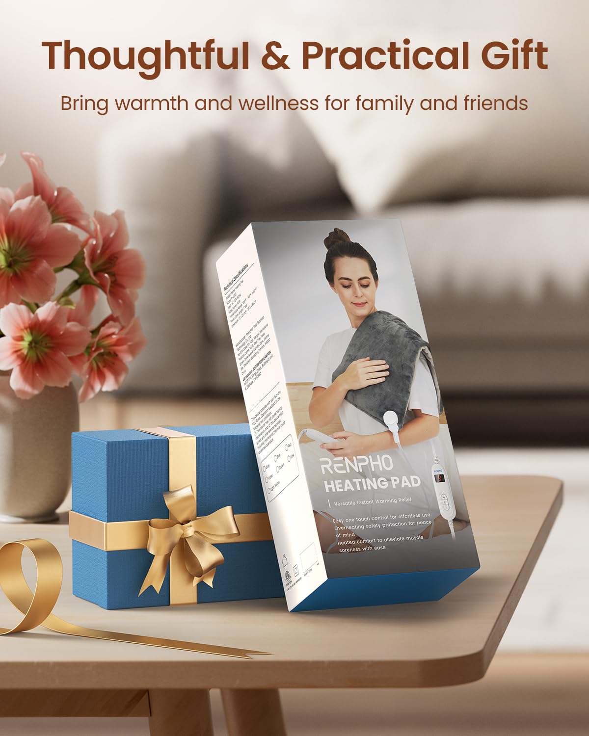 Merry & Bright X-Large Fast Heating Pad – 10-Setting Neck & Back Relief