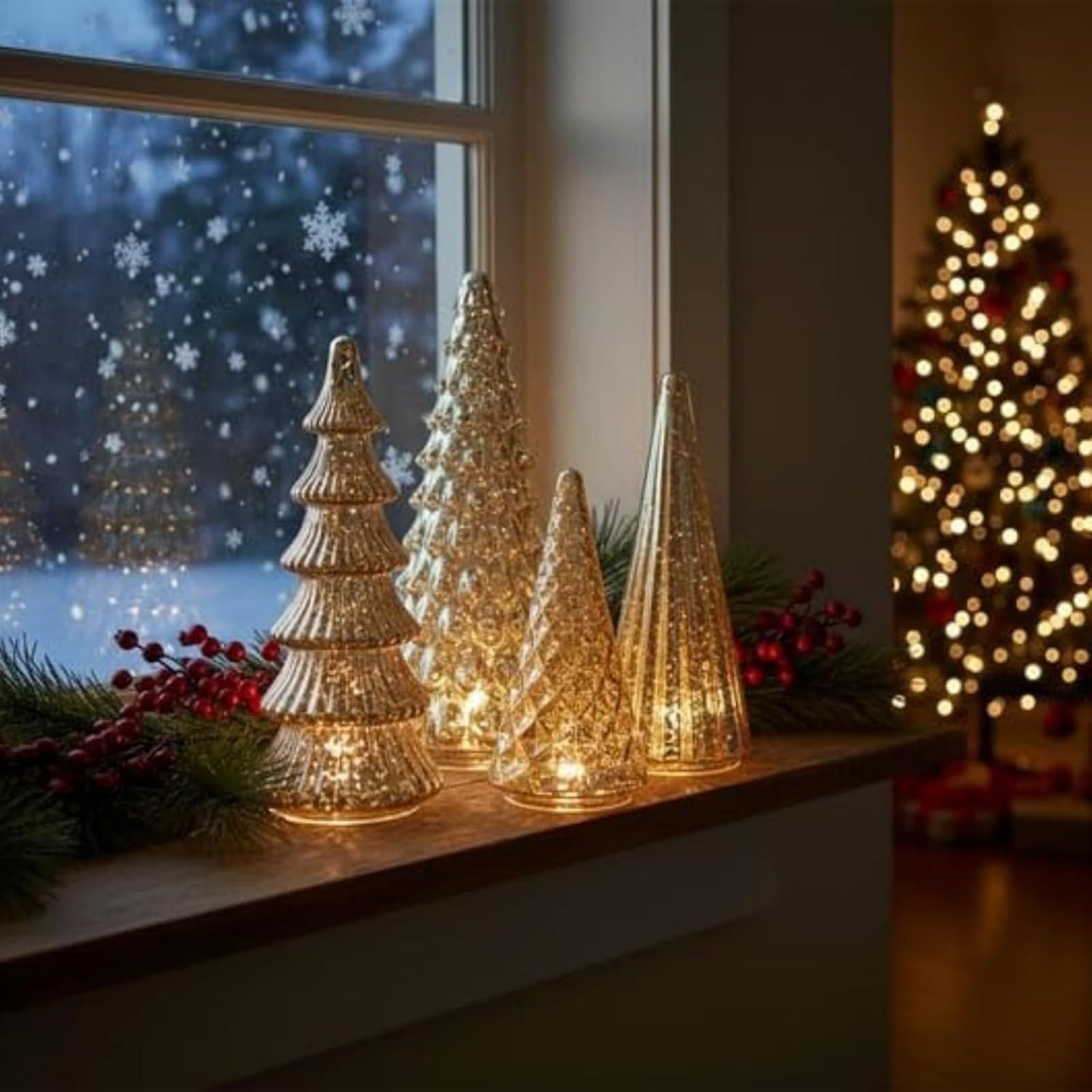 Merry & Bright: Light-Up Acrylic Christmas Tree Set (5 Pieces, 3.5”–14”)
