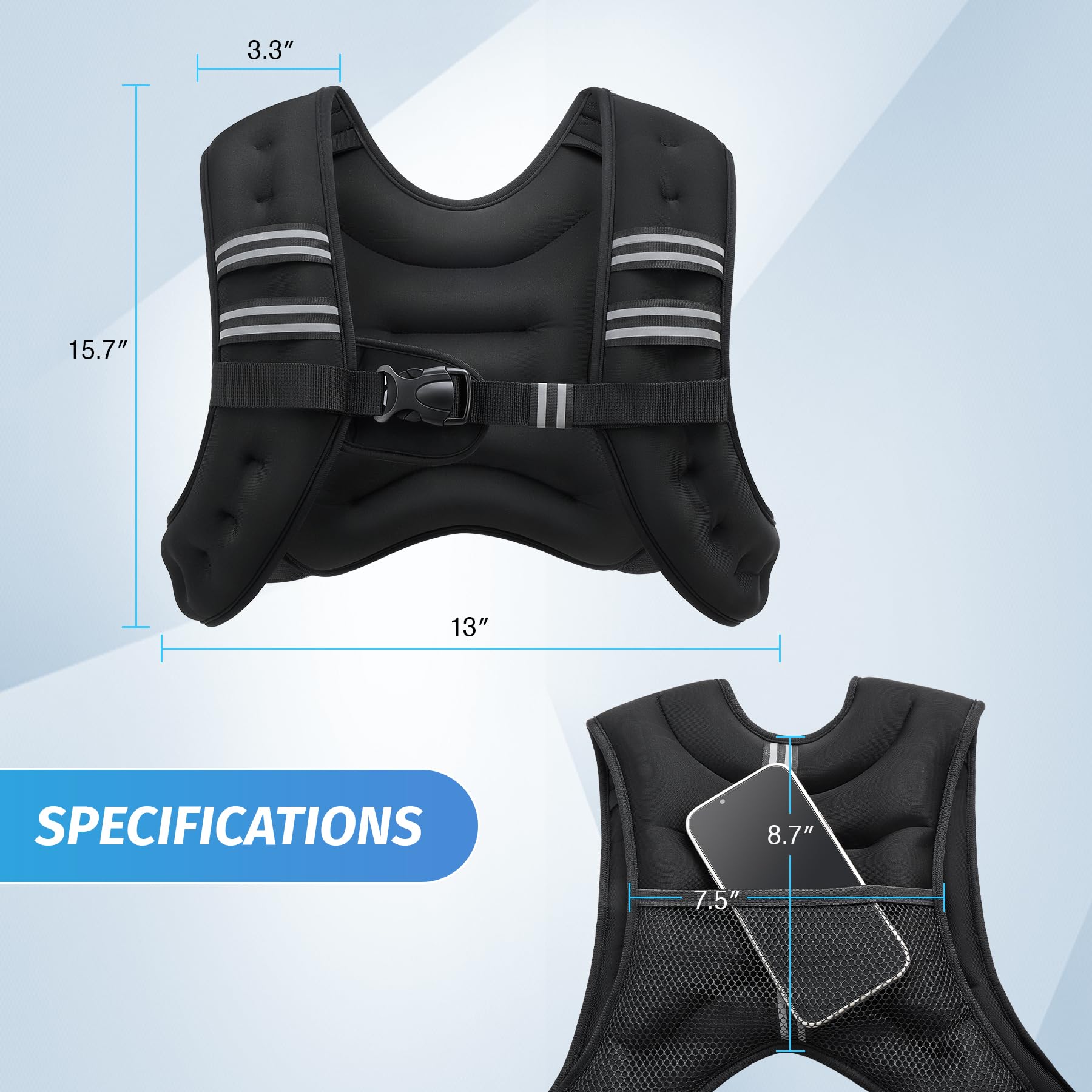 Merry & Bright 12lb Adjustable Weighted Vest – Black