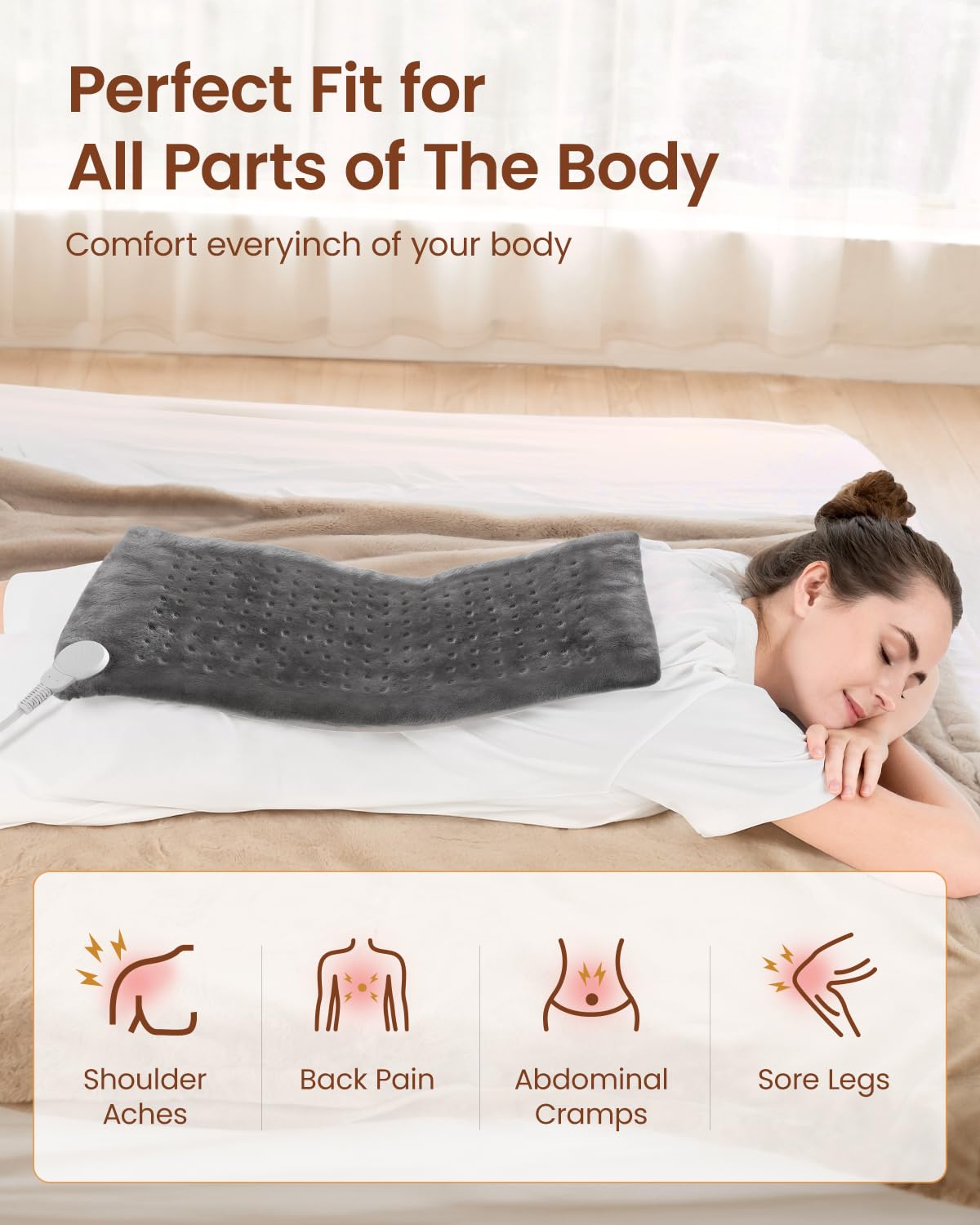Merry & Bright X-Large Fast Heating Pad – 10-Setting Neck & Back Relief
