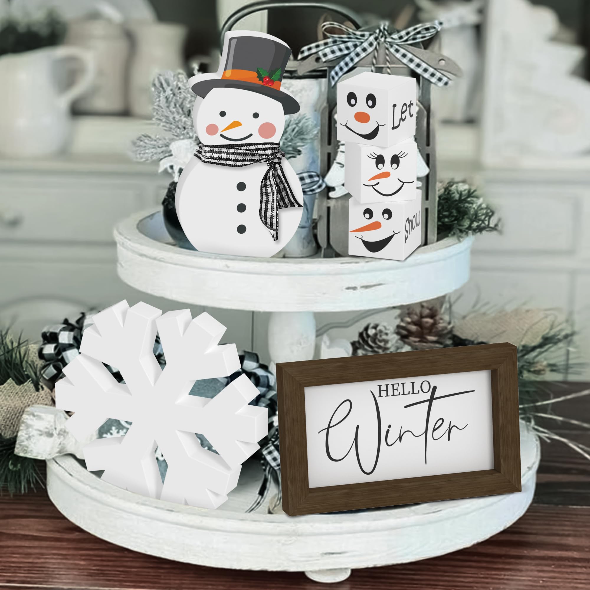 Merry & Bright: 6-Piece Wooden Winter Table Decor Set