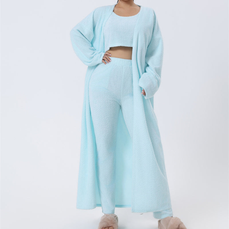 Merry & Bright Cozy Pajama Set, 3 Piece Lounge Set, Cute Loungewear, Warm Suit Sets, Matching Set, Lounge Set, 3 Piece Pant Sets, Women Winter Dress