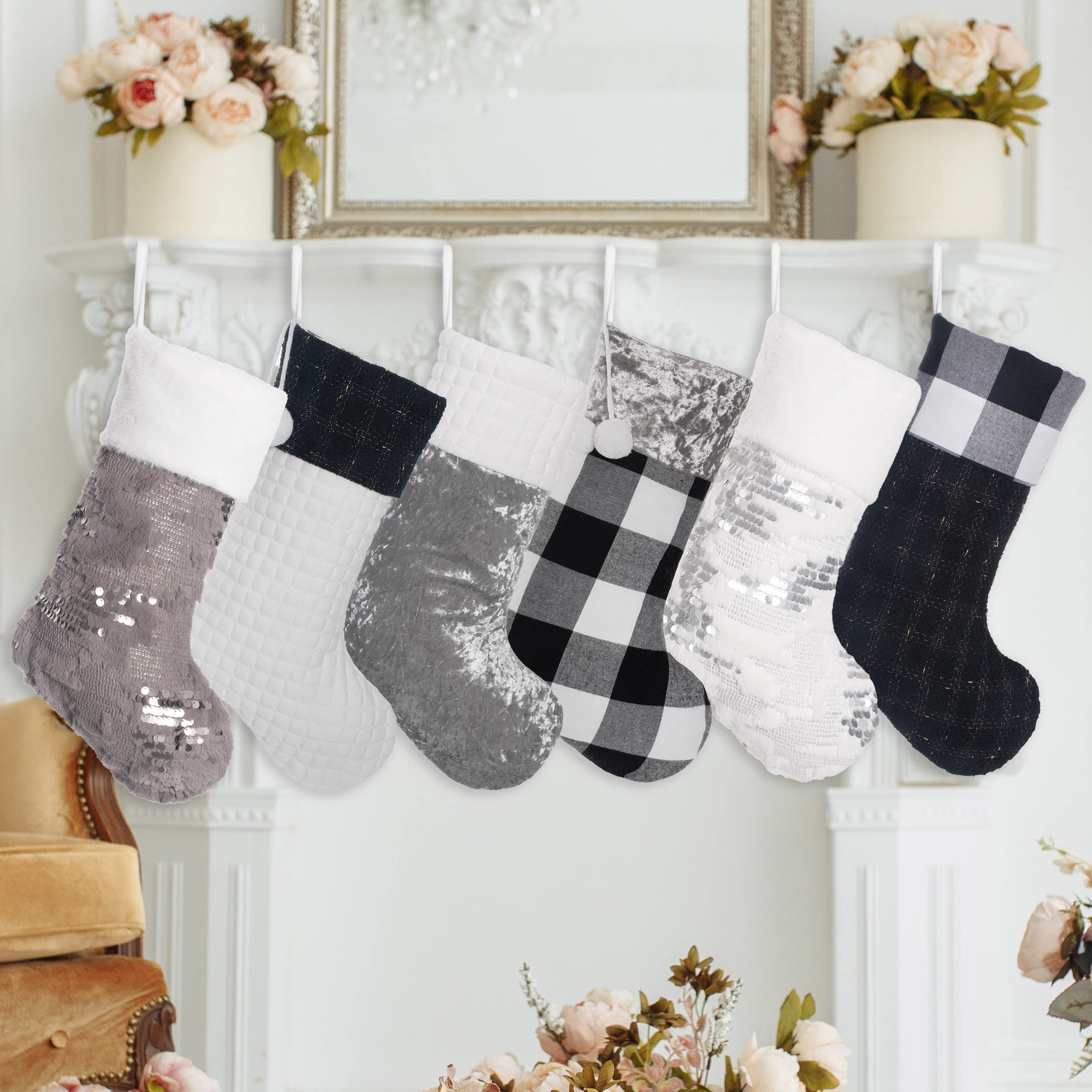 Merry & Bright 6 Pack Christmas Stockings Large