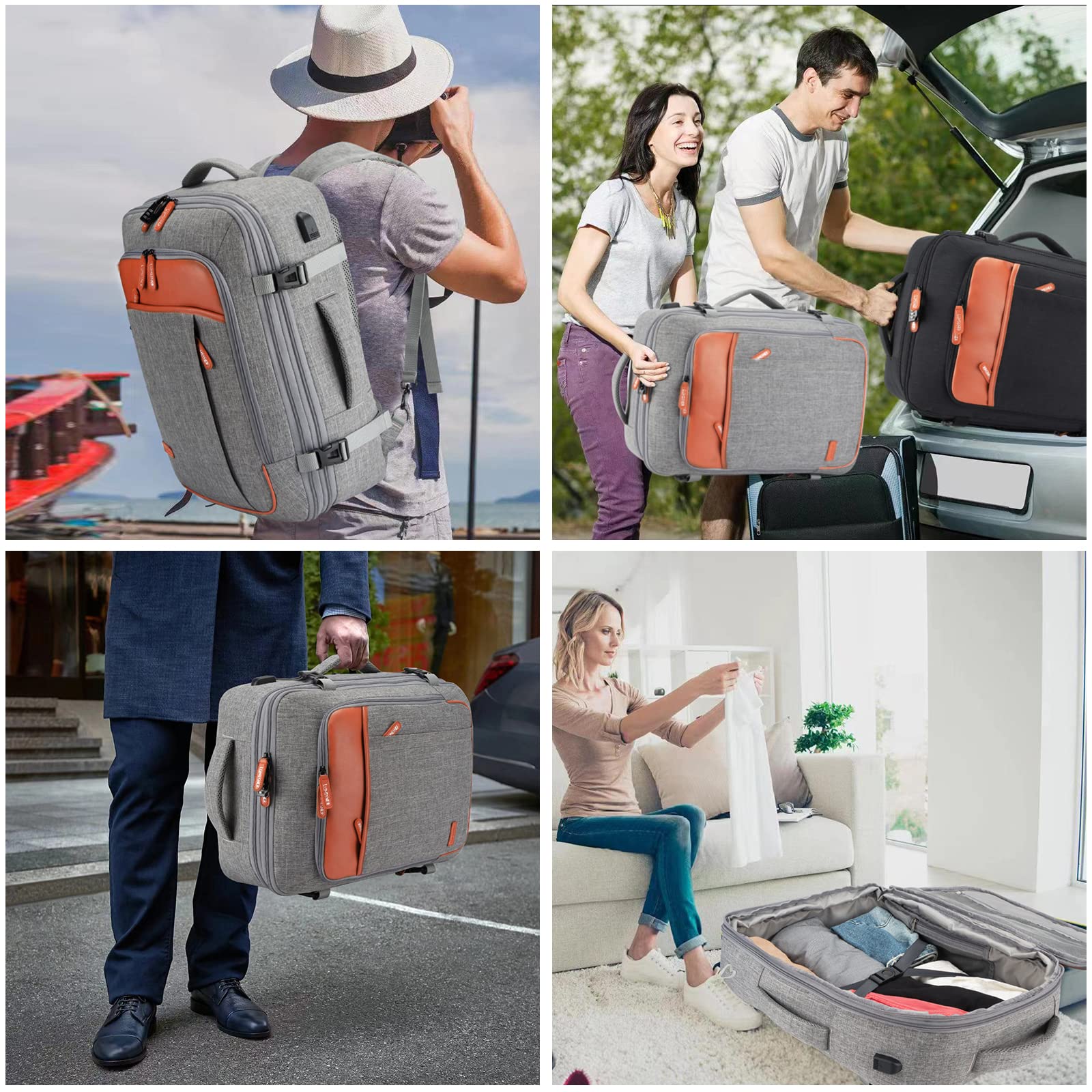 Merry & Bright Travel Backpack with 4 Packing Cubes – 40L Expandable Carry-On