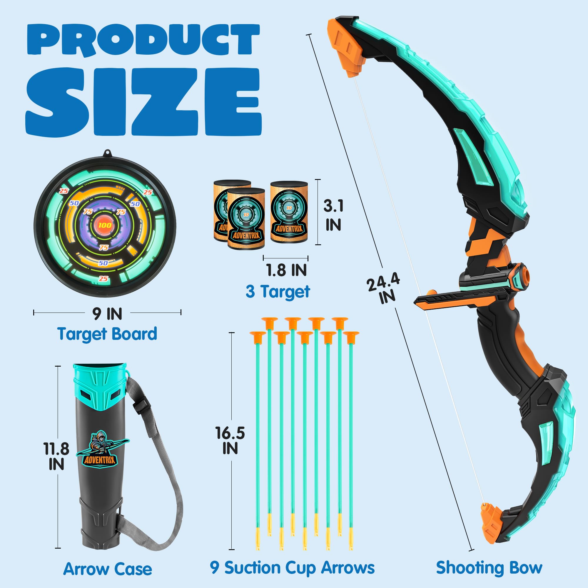 Merry and Bright Kids Archery Set – LED Bow with Suction Cup Arrows