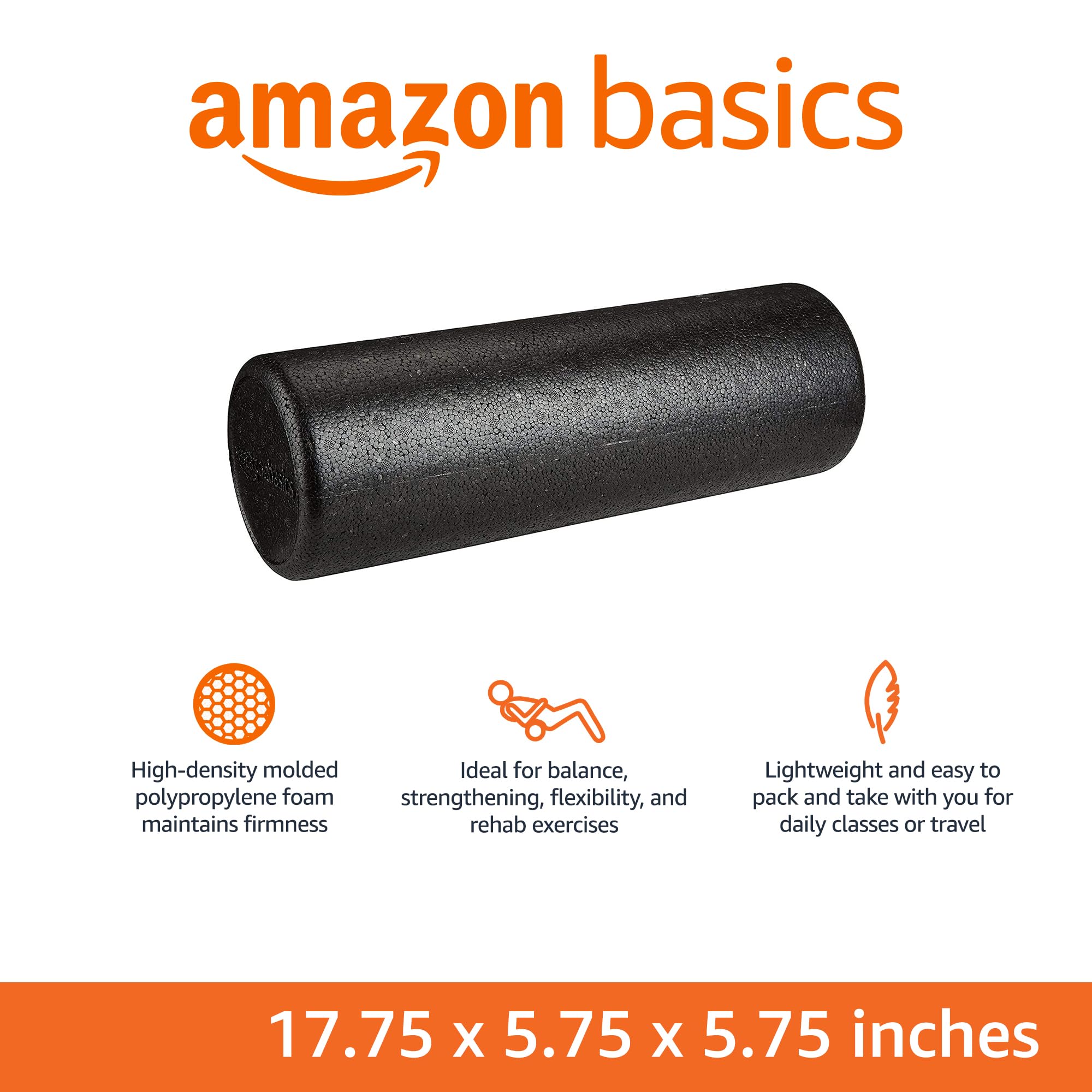 Merry & Bright Foam Roller for Exercise and Recovery, 18 Inches, Black
