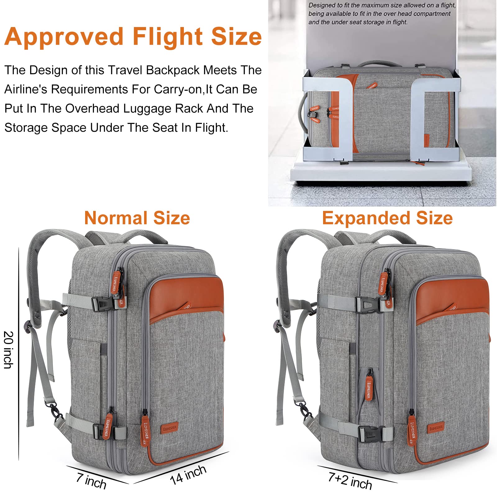 Merry & Bright Travel Backpack with 4 Packing Cubes – 40L Expandable Carry-On