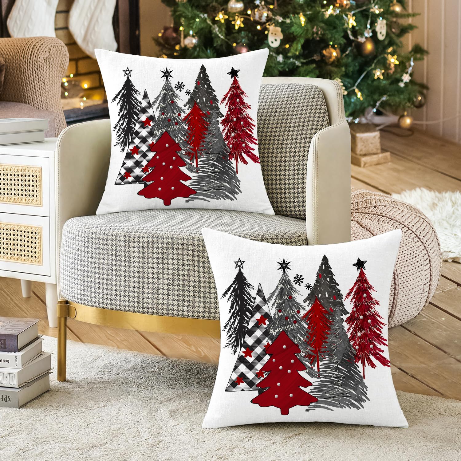 Merry & Bright: White Christmas Pillow Covers – 2-Pack Holiday Throw Pillow Case