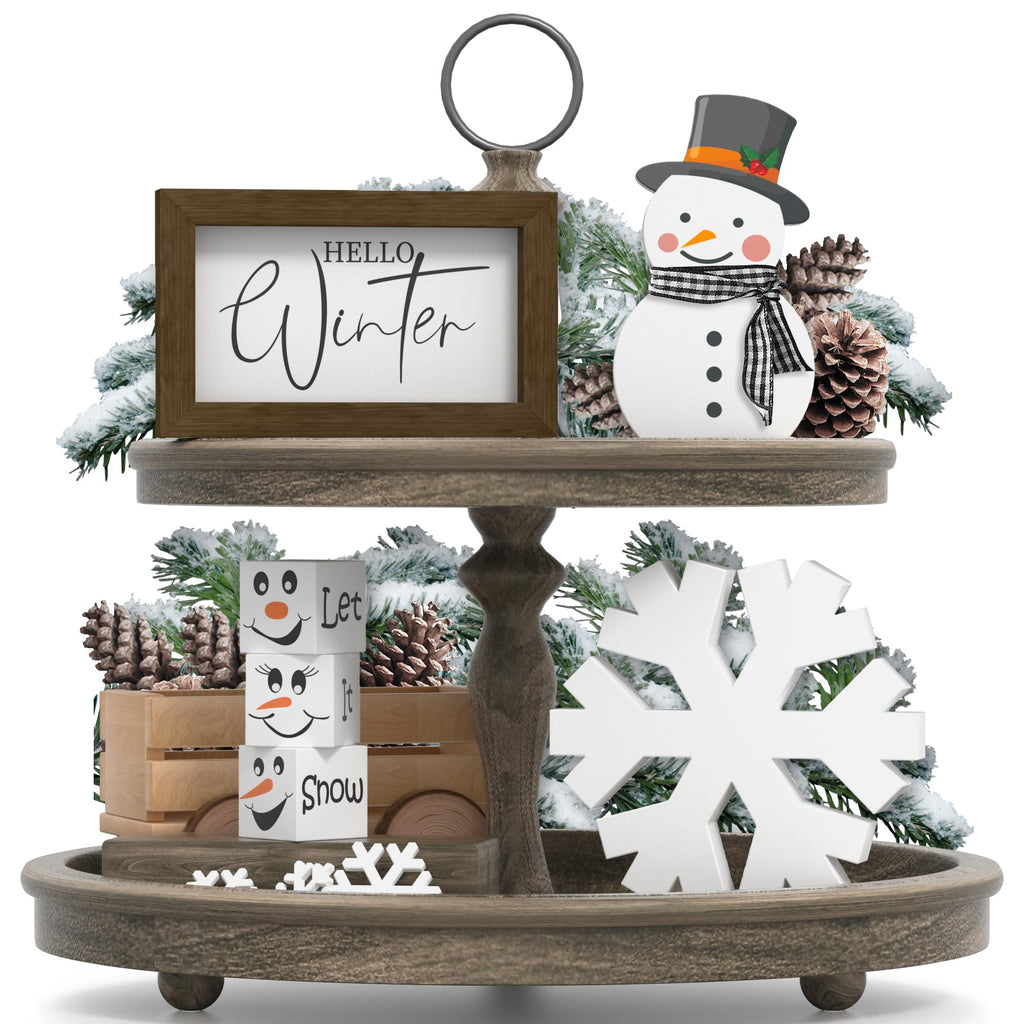 Merry & Bright: 6-Piece Wooden Winter Table Decor Set