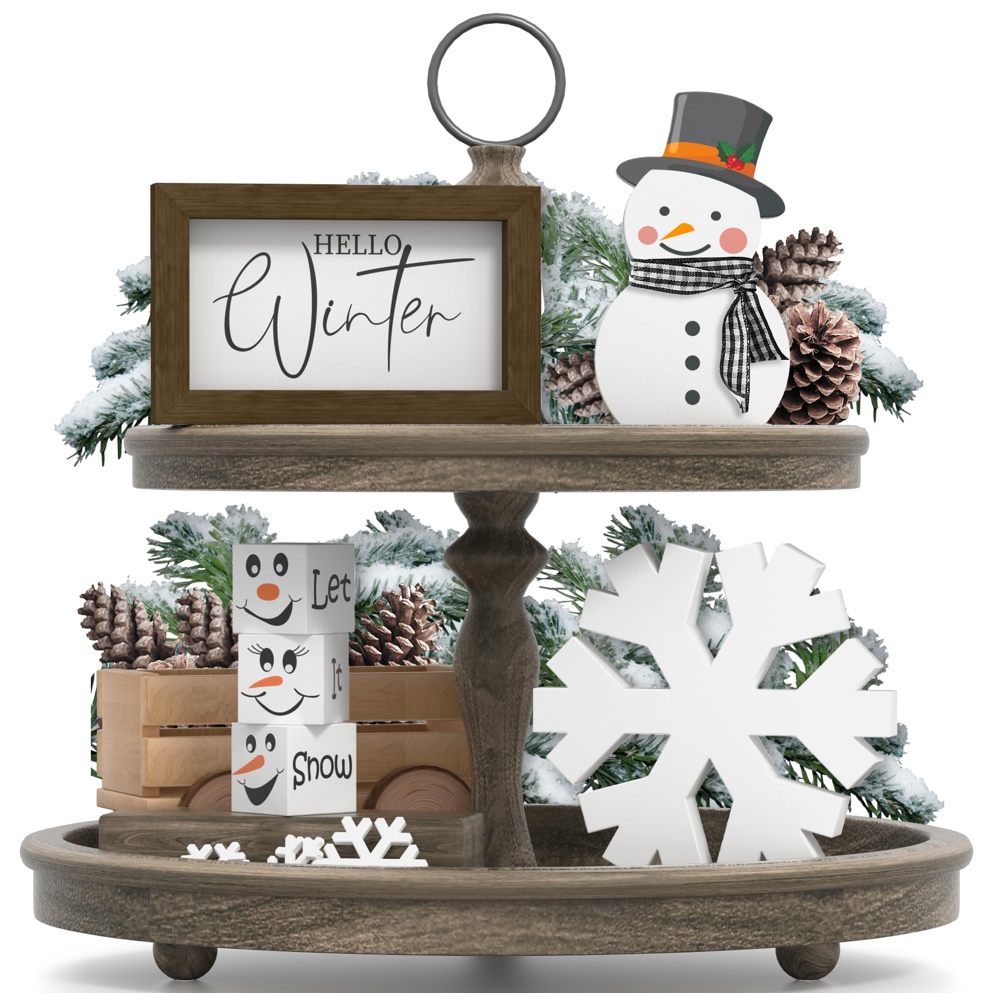 Merry & Bright: 6-Piece Wooden Winter Table Decor Set
