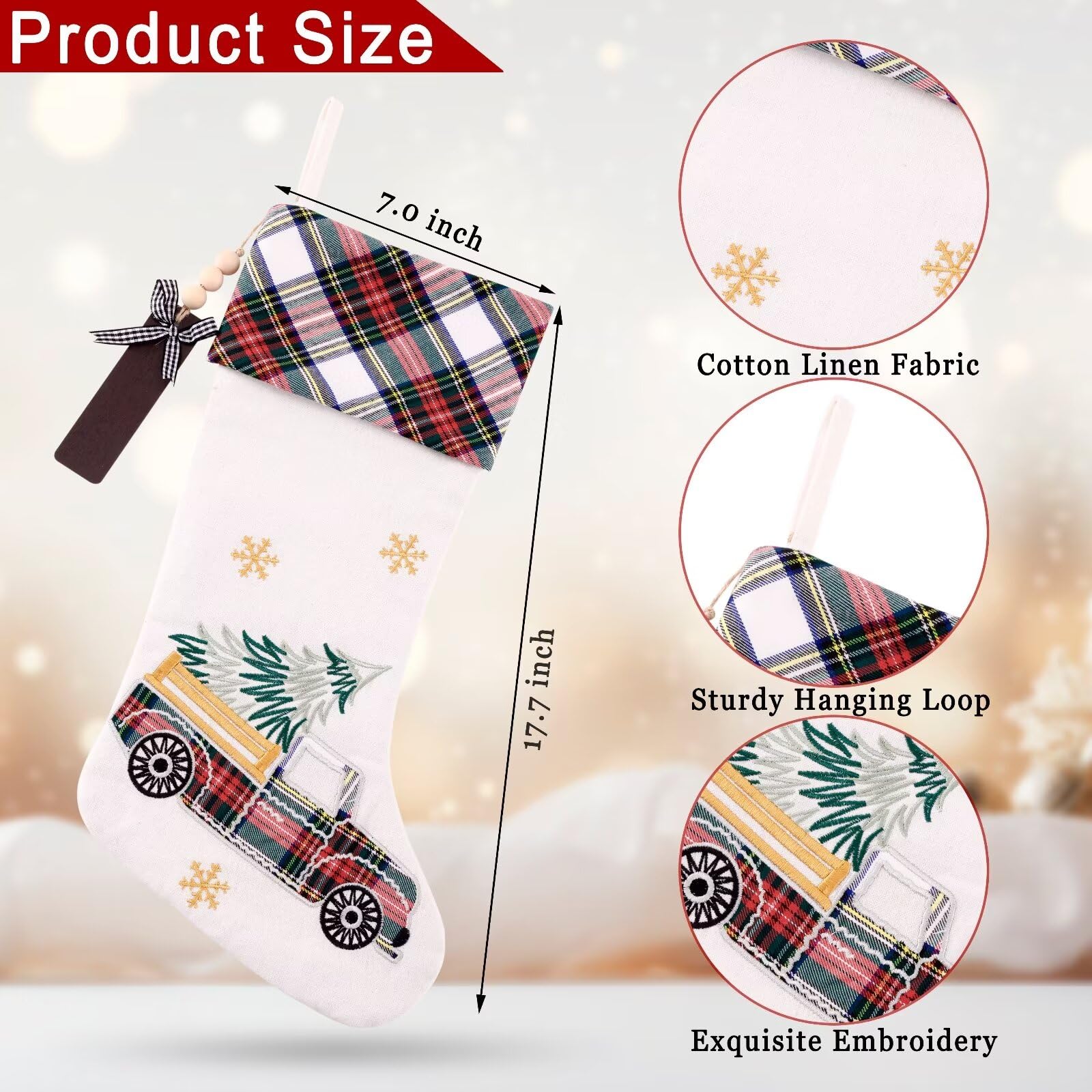 Merry & Bright Embroidered Christmas Stocking