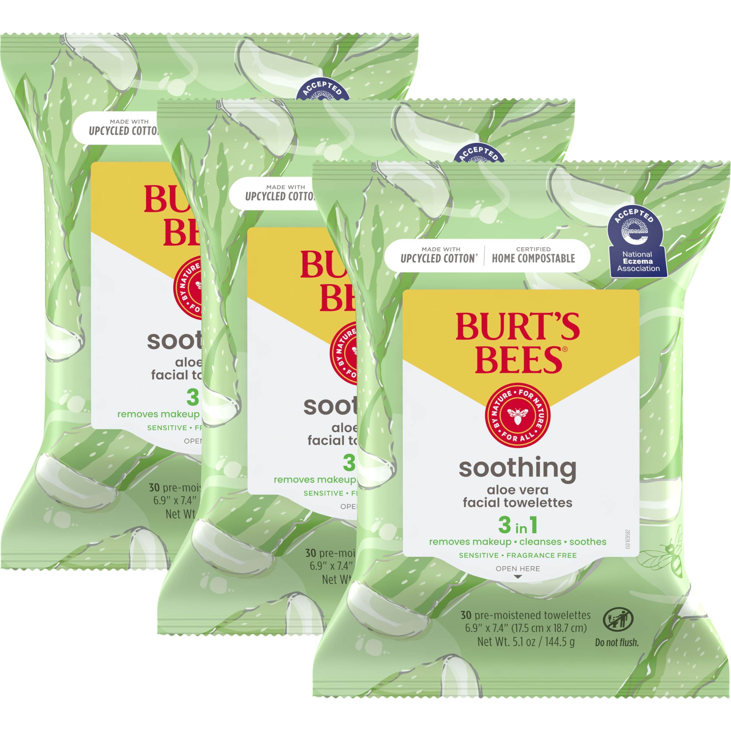 Merry & Bright Burt's Bees Soothing Facial Towelettes – Sensitive | 3 x 30 Ct.