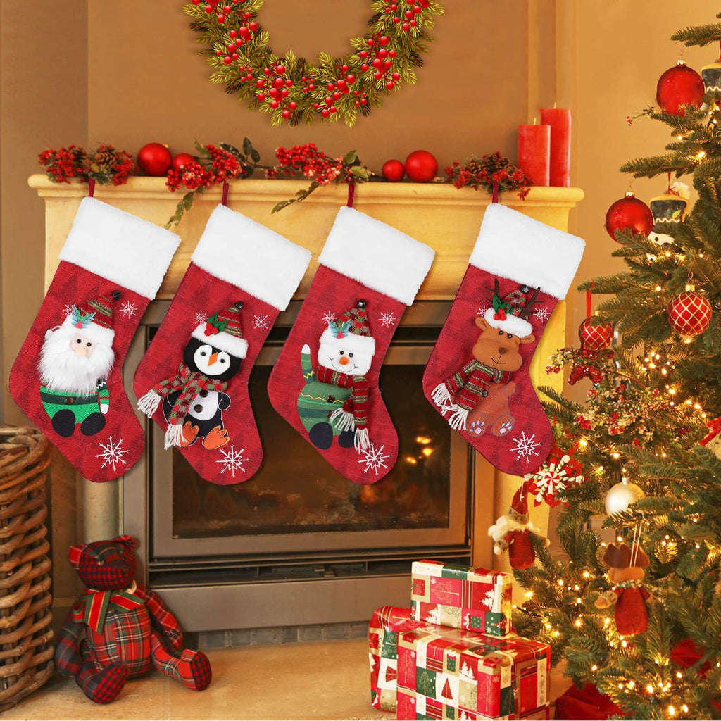 Merry & Bright 3D Character Christmas Stockings Set of 4