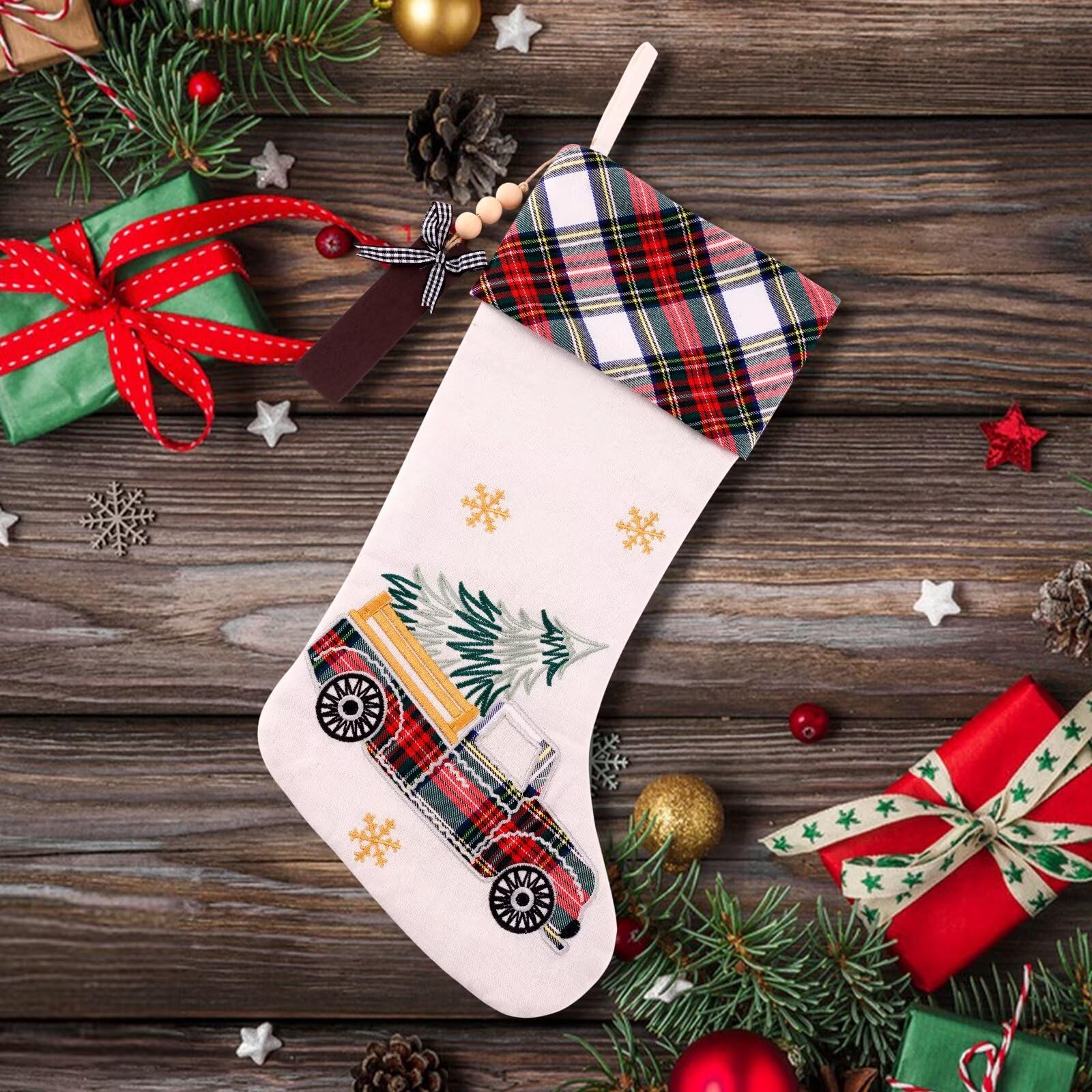 Merry & Bright Embroidered Christmas Stocking