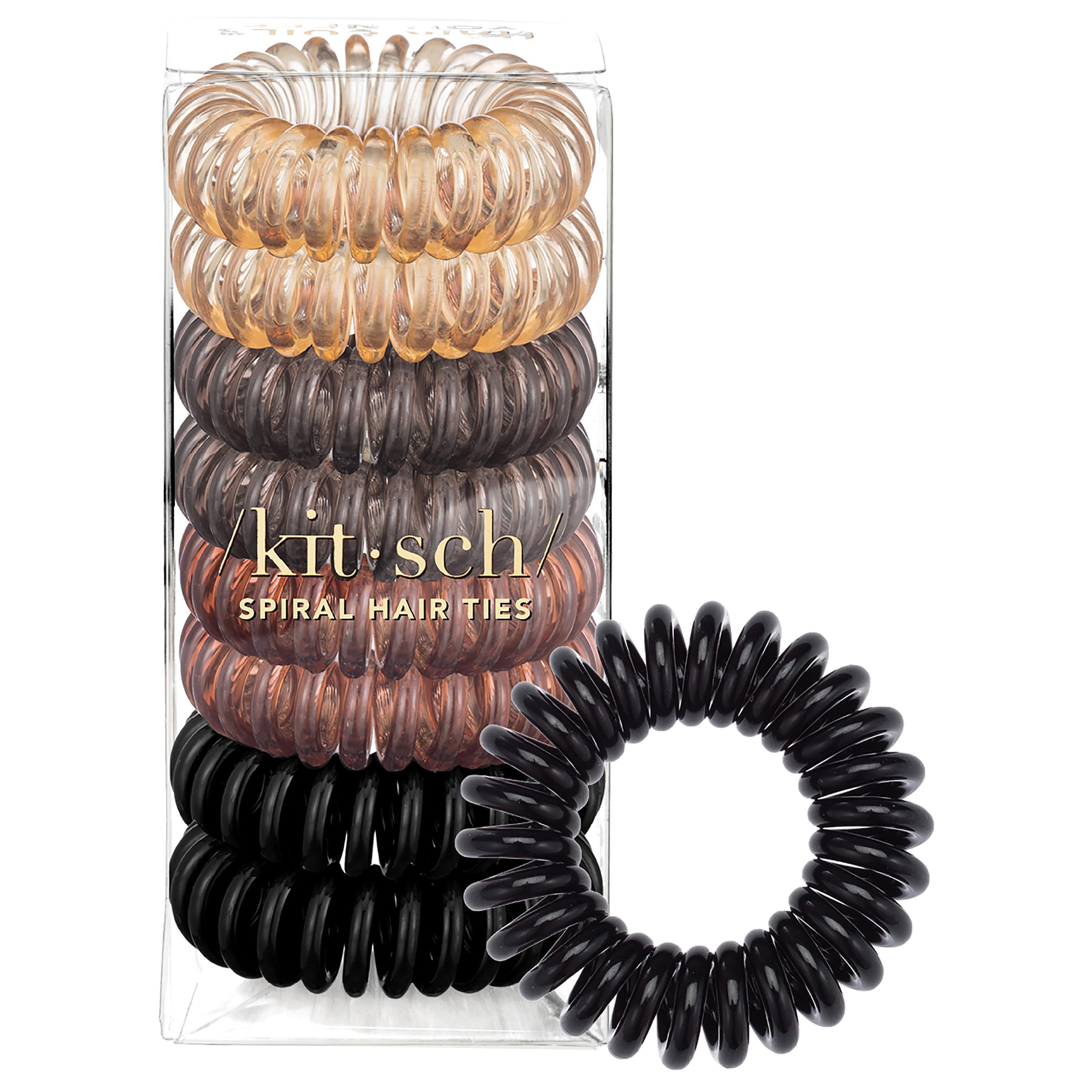 Merry & Bright  Spiral Hair Ties – 8pc Brunette Set, No Damage Hair Accessories