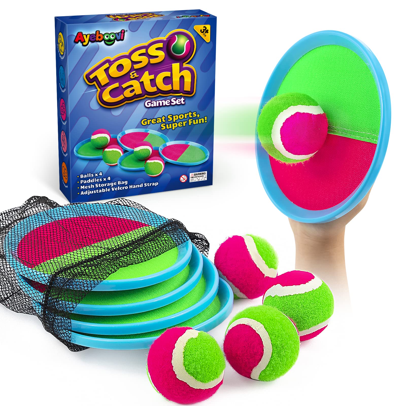 Merry & Bright Classic 90s Toss and Catch Game for Kids – Blue