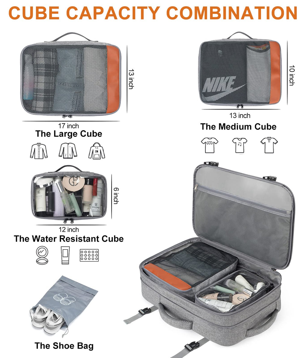 Merry & Bright Travel Backpack with 4 Packing Cubes – 40L Expandable Carry-On