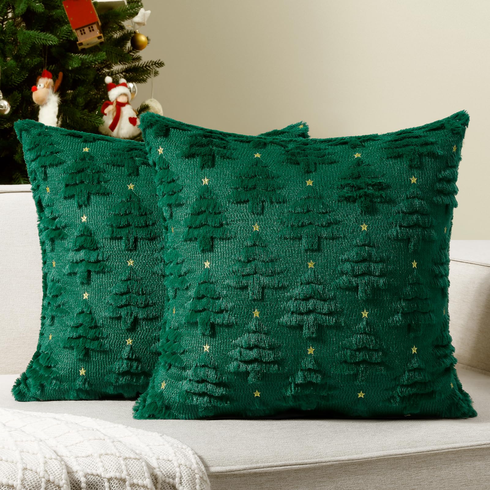 Merry & Bright Christmas Throw Pillow Covers