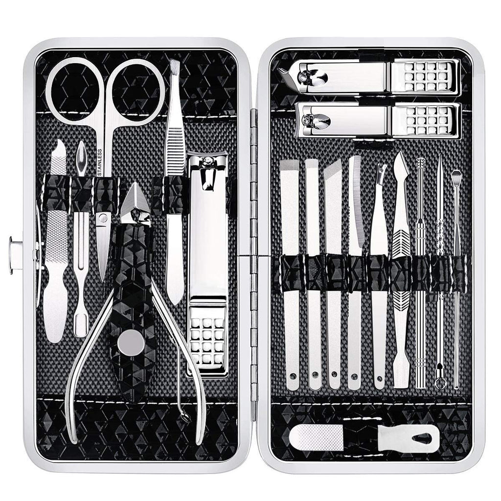Merry & Bright 18-Piece Professional Manicure & Grooming Kit – Travel Leather Case
