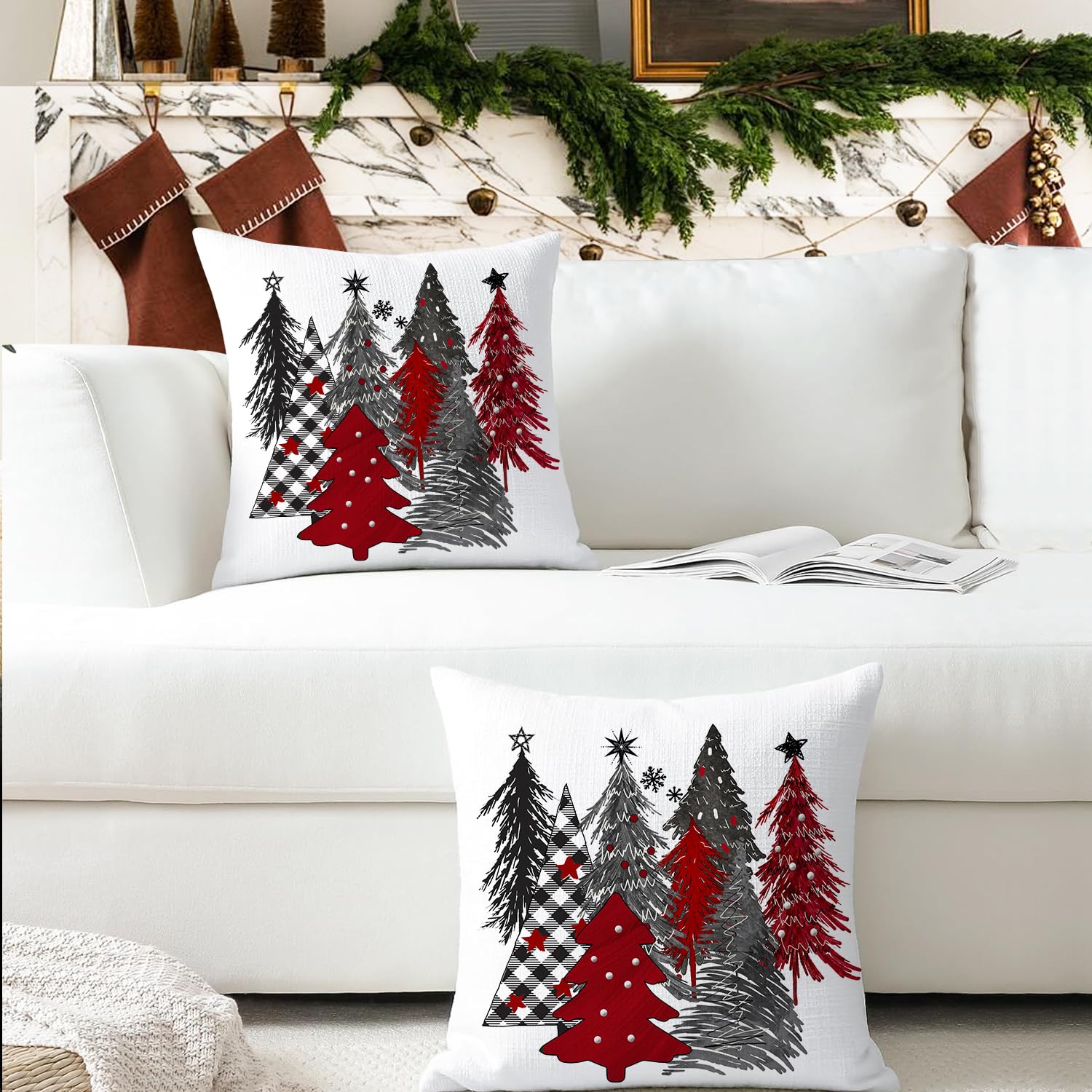 Merry & Bright: White Christmas Pillow Covers – 2-Pack Holiday Throw Pillow Case