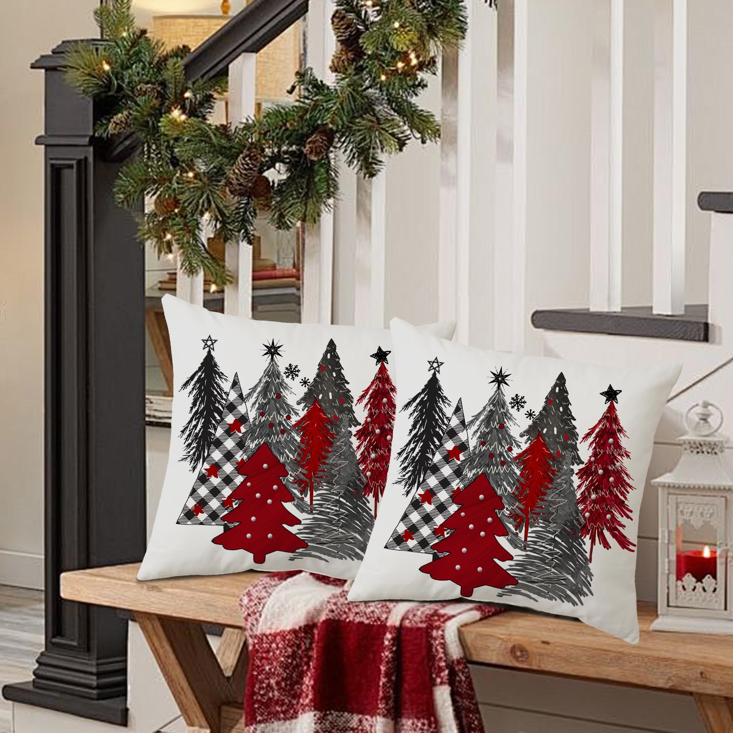 Merry & Bright: White Christmas Pillow Covers – 2-Pack Holiday Throw Pillow Case