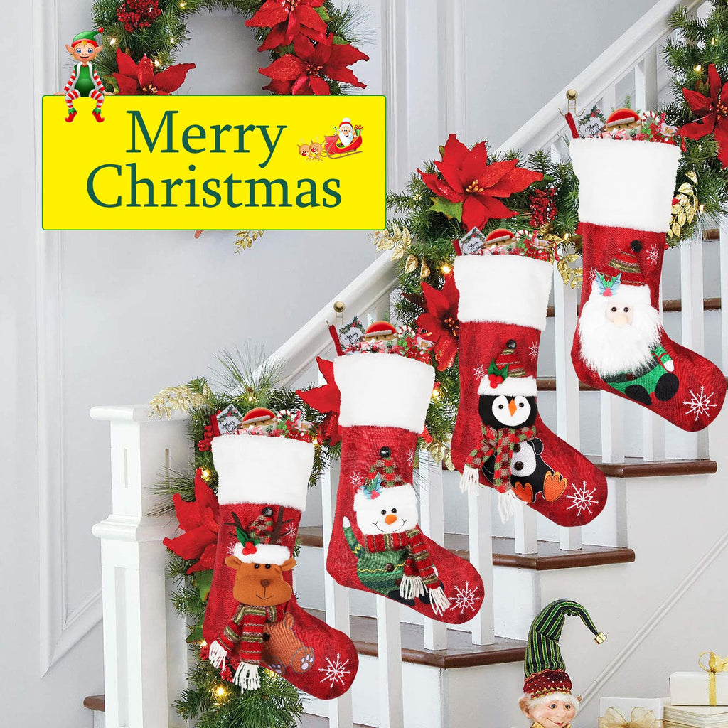 Merry & Bright 3D Character Christmas Stockings Set of 4