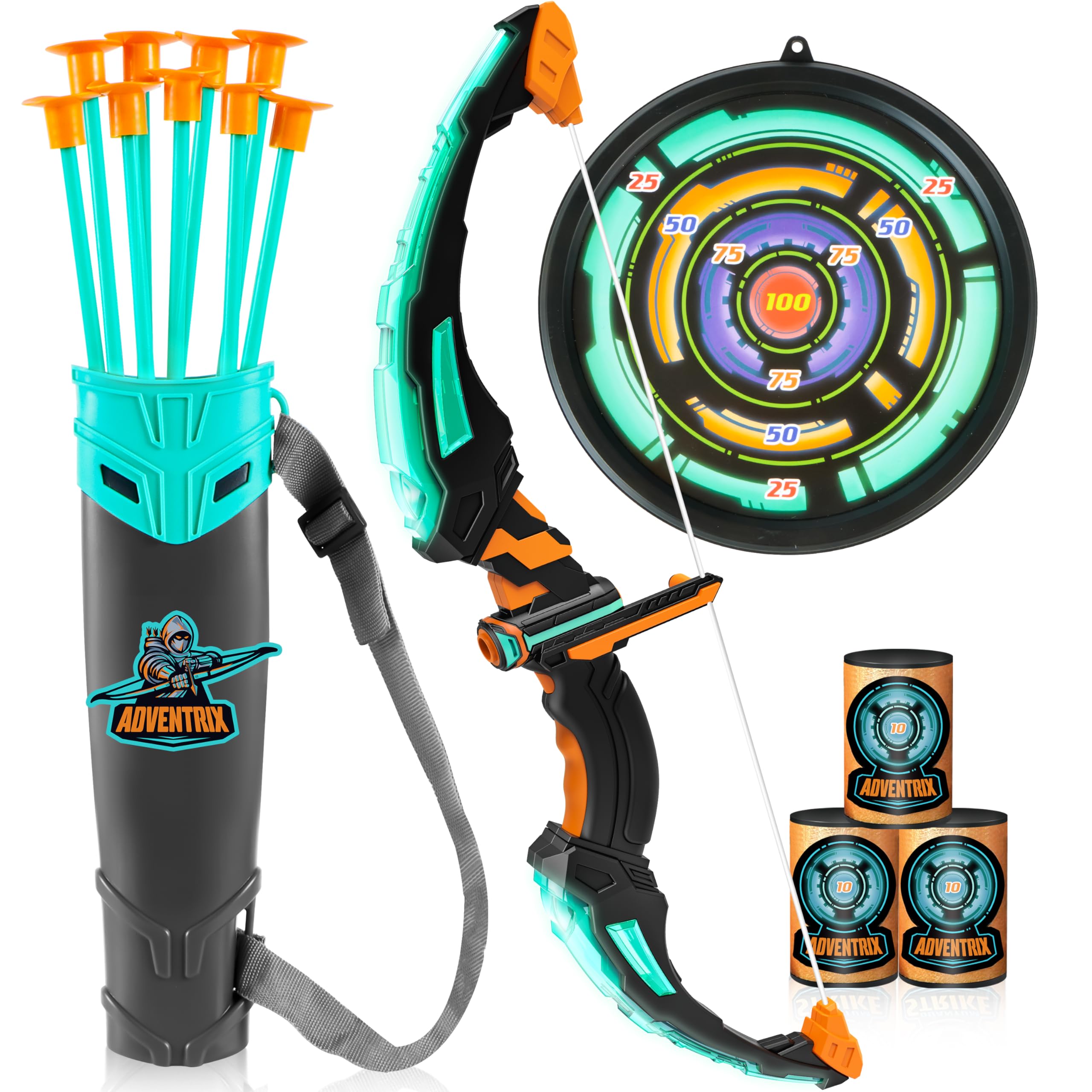 Merry and Bright Kids Archery Set – LED Bow with Suction Cup Arrows