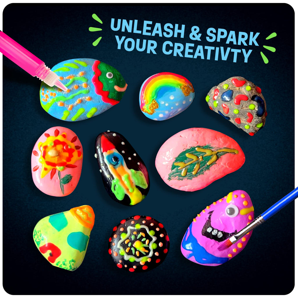Merry and Bright Glow-in-the-Dark Rock Painting Kit – Creative Art Set for Kids