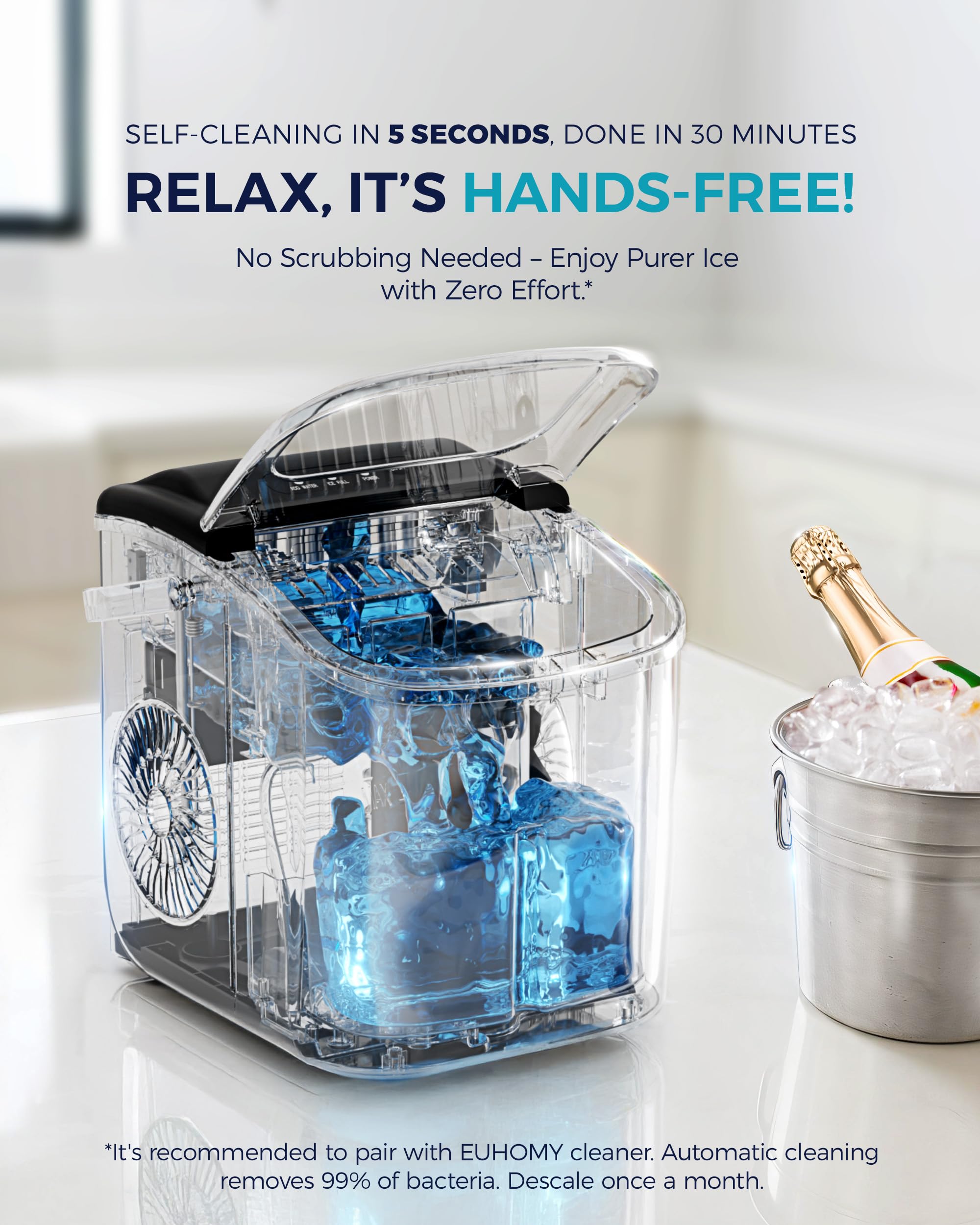 Merry & Bright Countertop Ice Maker Machine 26lbs in 24Hrs