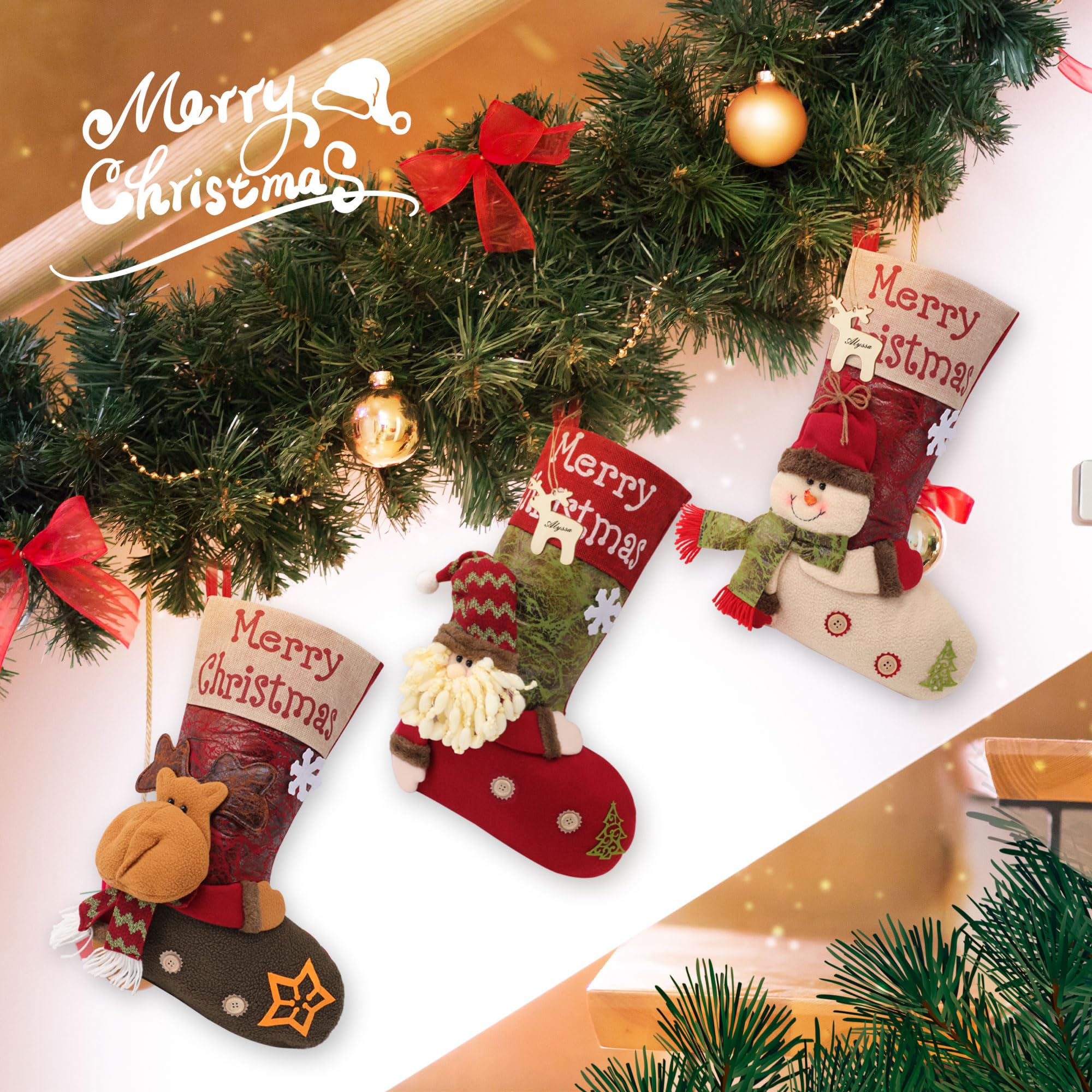 Merry & Bright Plush Christmas Stocking – Snowman Design