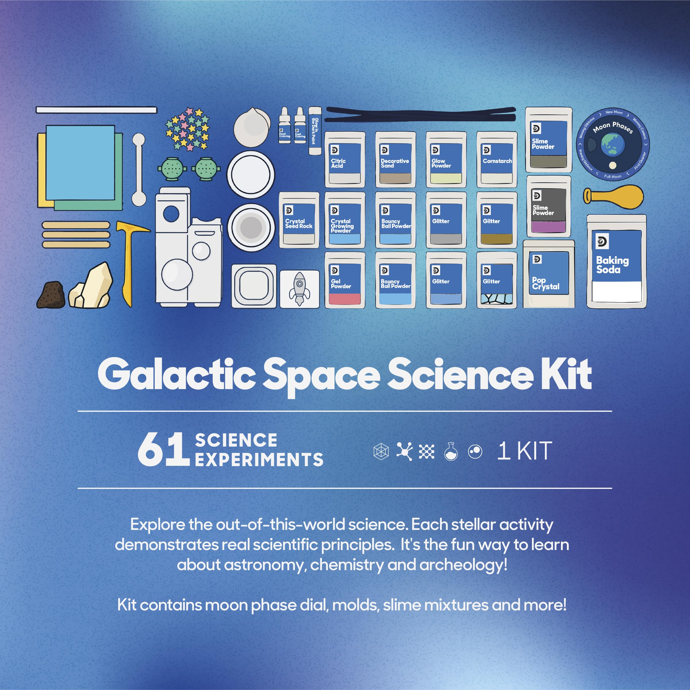 Merry and Bright Galactic Space Science Kit – 61 Space-Themed STEM Experiments